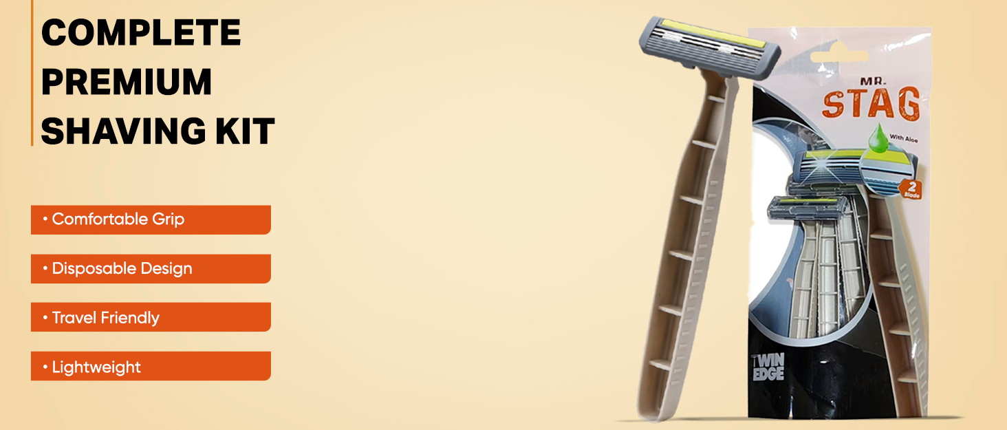 Mr. Stag TwinEdge Sweden Stainless Steel Blade Disposable Razors (Pack of 2) detail